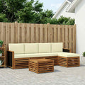 Conjunto de sofás de exterior con cojín 6 pcs Natural y Crema
