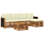 Conjunto de sofás de exterior con cojín 6 pcs Natural y Crema