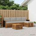 Conjunto de sofás de exterior 6 pcs Natural y Gris Claro