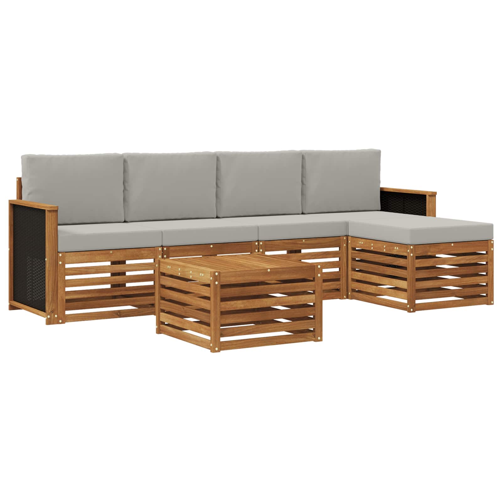 Conjunto de sofás de exterior 6 pcs Natural y Gris Claro