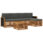 Conjunto de sofás de exterior 6 pcs Natural y Antracita