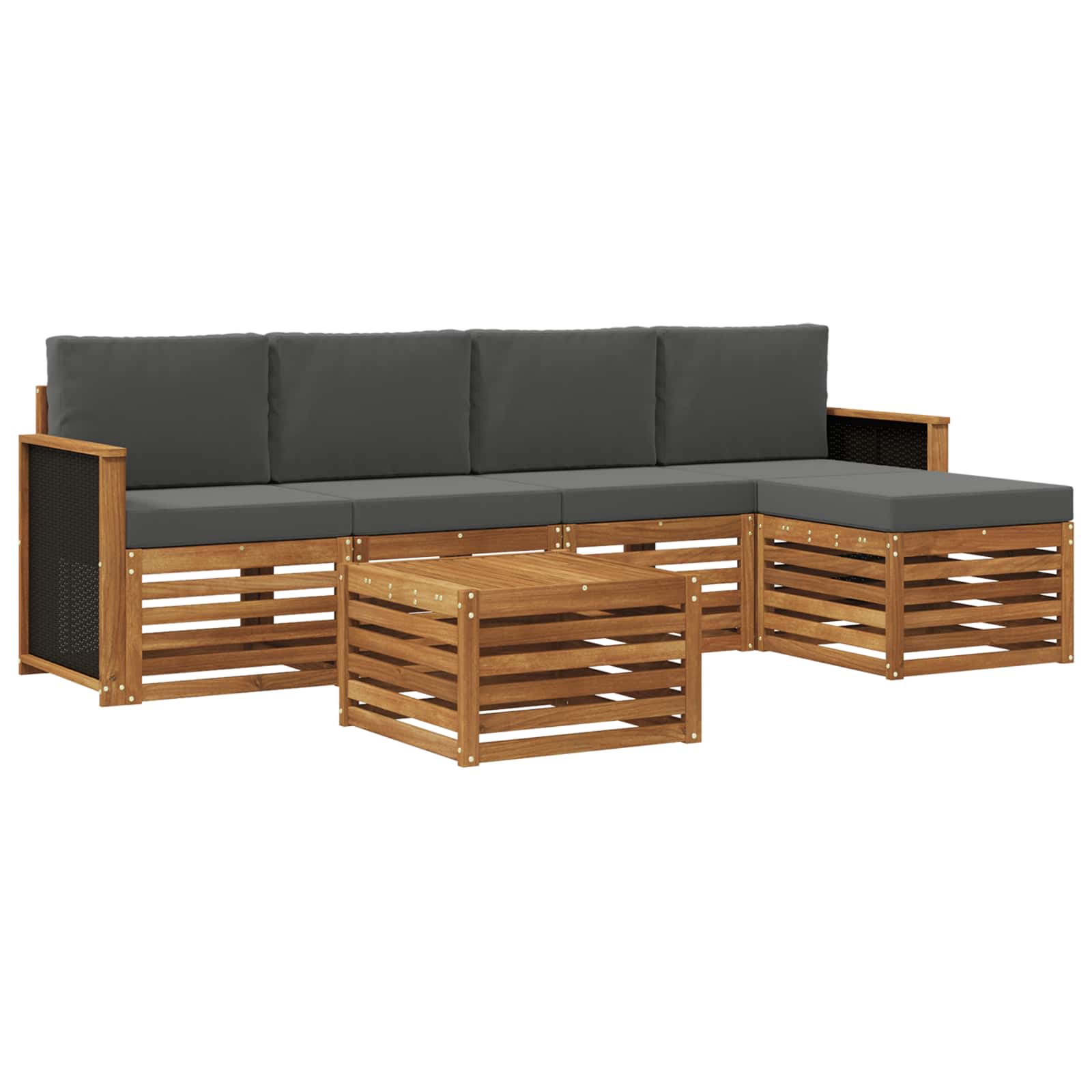 Conjunto de sofás de exterior 6 pcs Natural y Antracita