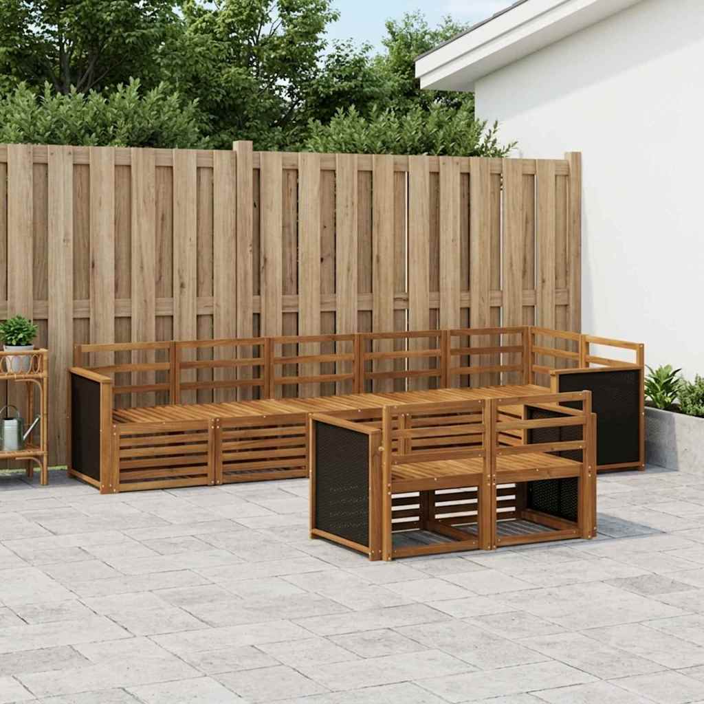 Juegos de sofás 8 pcs Natural y Beige Madera de Acacia Sólida