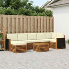 Conjunto de sofás de exterior con cojín 7 pcs Natural y Crema