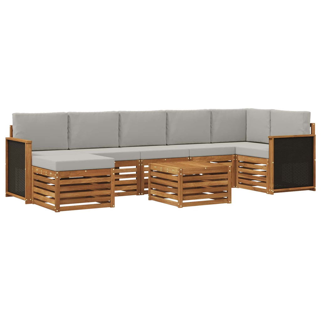 Conjunto de sofás de exterior 7 pcs Natural y Gris Claro