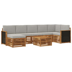 Conjunto de sofás de exterior 7 pcs Natural y Gris Claro