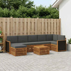 Conjunto de sofás de exterior 7 pcs Natural y Antracita