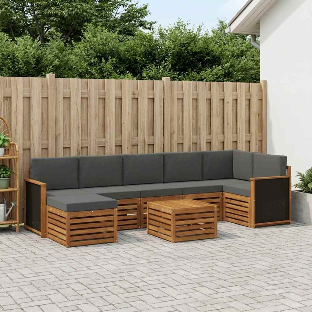 Conjunto de sofás de exterior 7 pcs Natural y Antracita