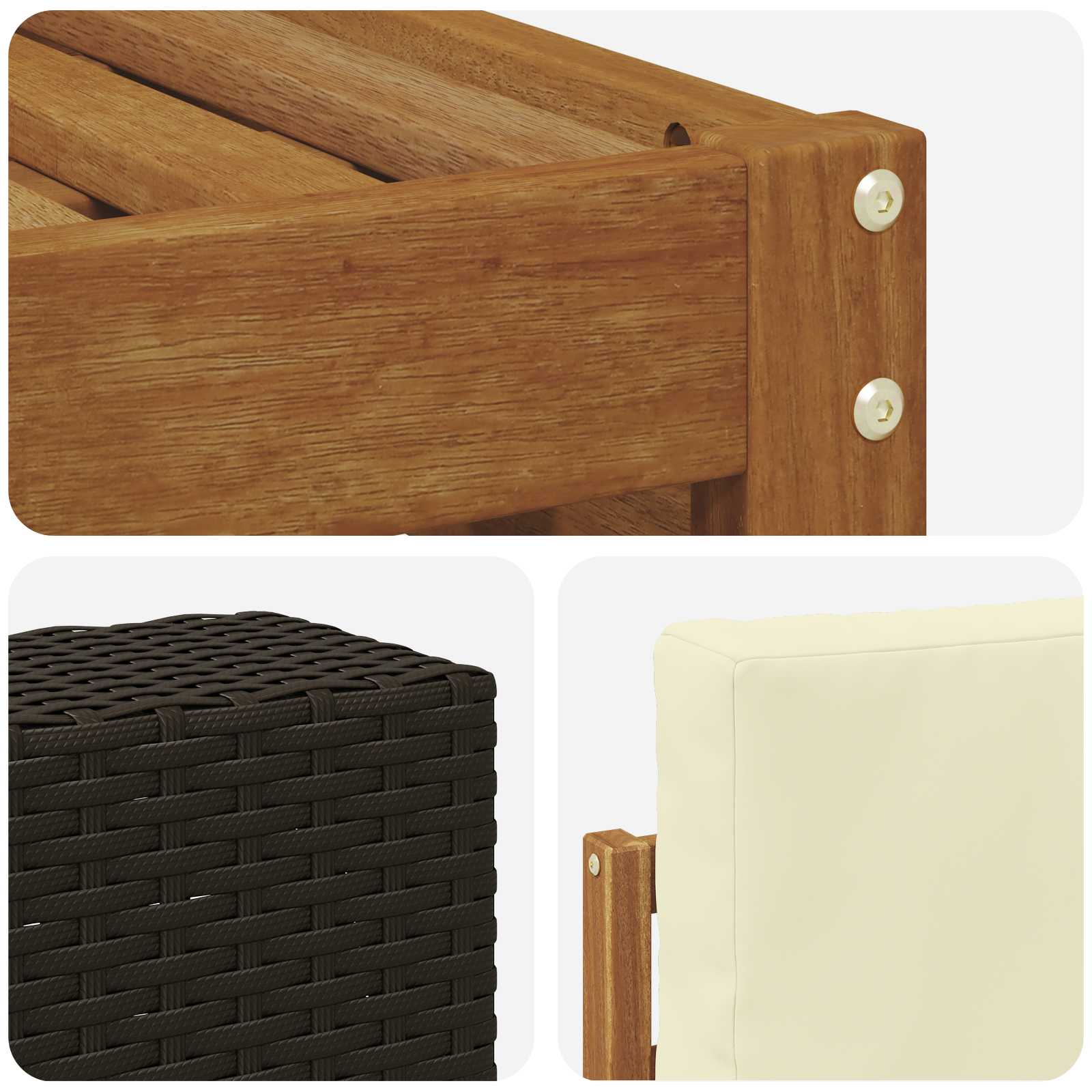 Conjunto de sofás de exterior con cojín 8 pcs Natural y Crema