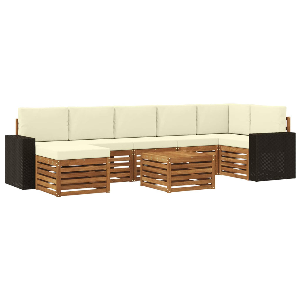 Conjunto de sofás de exterior con cojín 8 pcs Natural y Crema