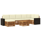 Conjunto de sofás de exterior con cojín 8 pcs Natural y Crema