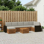 Conjunto de sofás de exterior 8 pcs Natural y Gris Claro