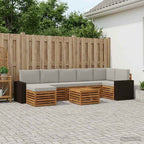 Conjunto de sofás de exterior 8 pcs Natural y Gris Claro