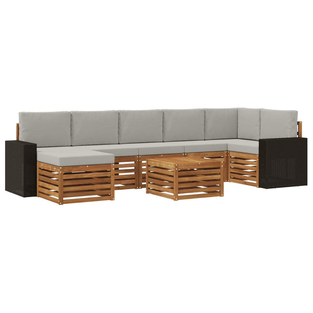 Conjunto de sofás de exterior 8 pcs Natural y Gris Claro