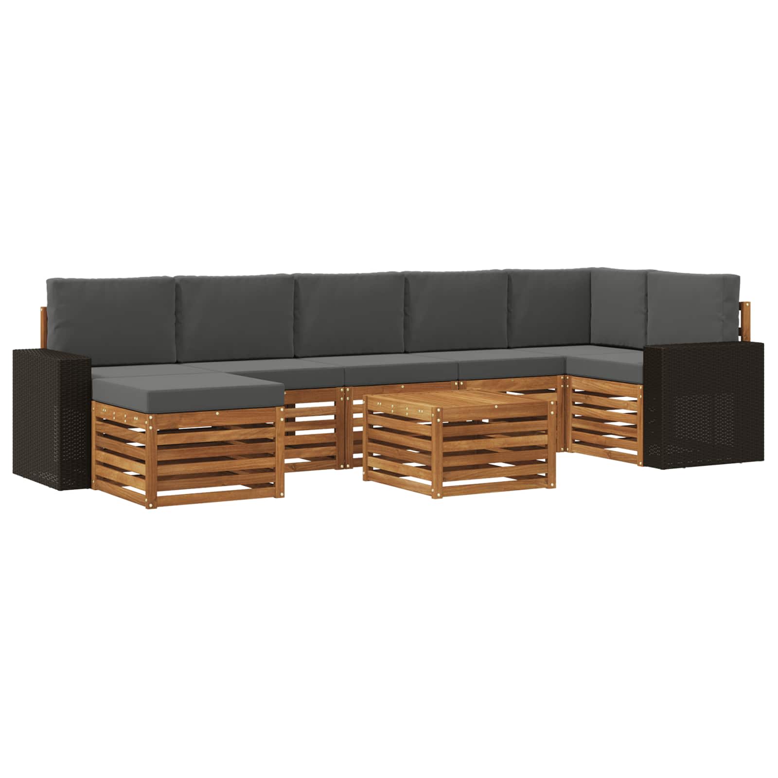 Conjunto de sofás de exterior 8 pcs Natural y Antracita