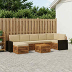 Conjunto de sofás de exterior con cojín 8 pcs Natural y Beige