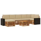 Conjunto de sofás de exterior con cojín 8 pcs Natural y Beige