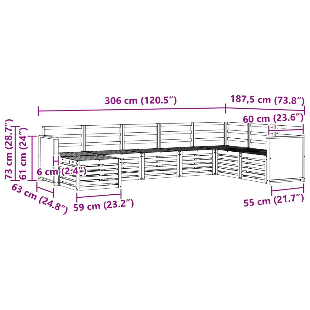 Conjunto de sofás de exterior 6 pcs Natural