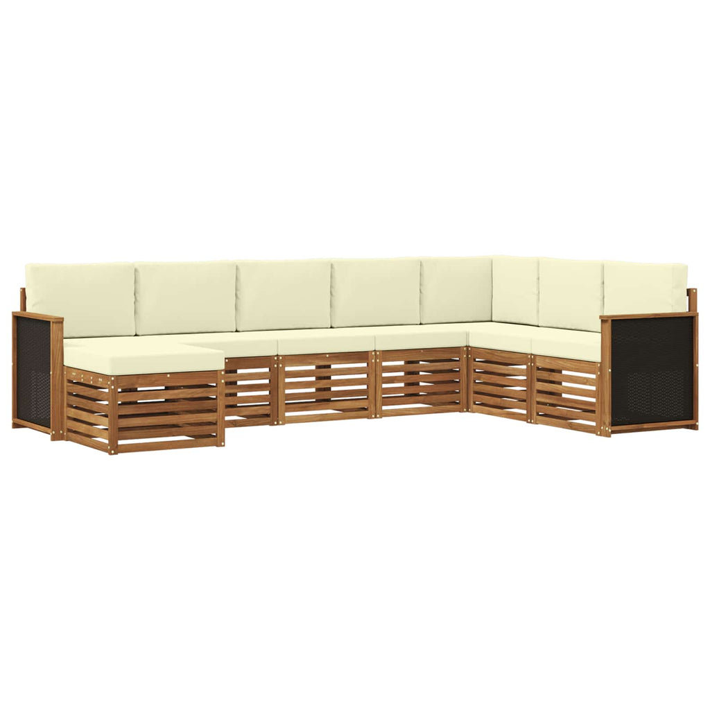 Conjunto de sofás de exterior con cojín 6 pcs Natural y Crema