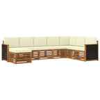 Conjunto de sofás de exterior con cojín 6 pcs Natural y Crema