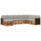 Conjunto de sofás de exterior 6 pcs Natural y Gris Claro