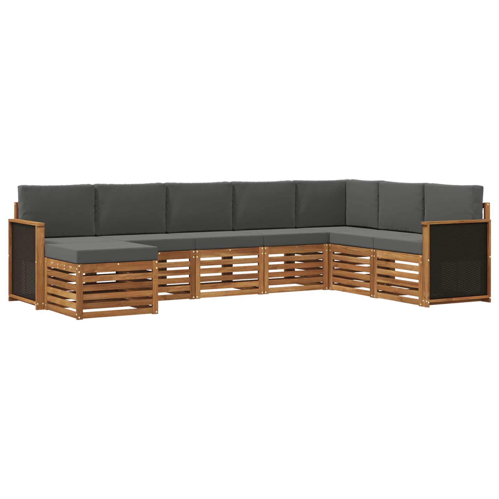 Conjunto de sofás de exterior 6 pcs Natural y Antracita