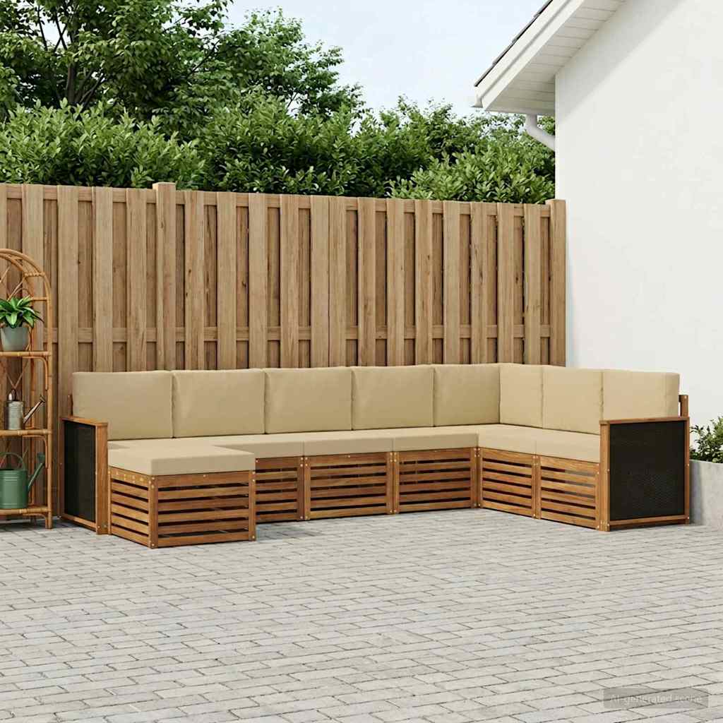 Conjunto de sofás de exterior con cojín 6 pcs Natural