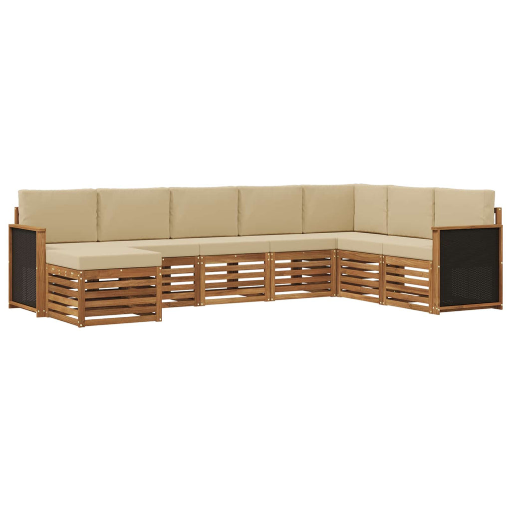 Conjunto de sofás de exterior con cojín 6 pcs Natural