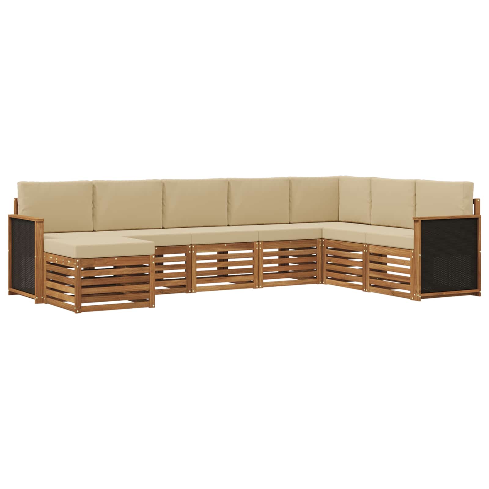 Conjunto de sofás de exterior con cojín 6 pcs Natural