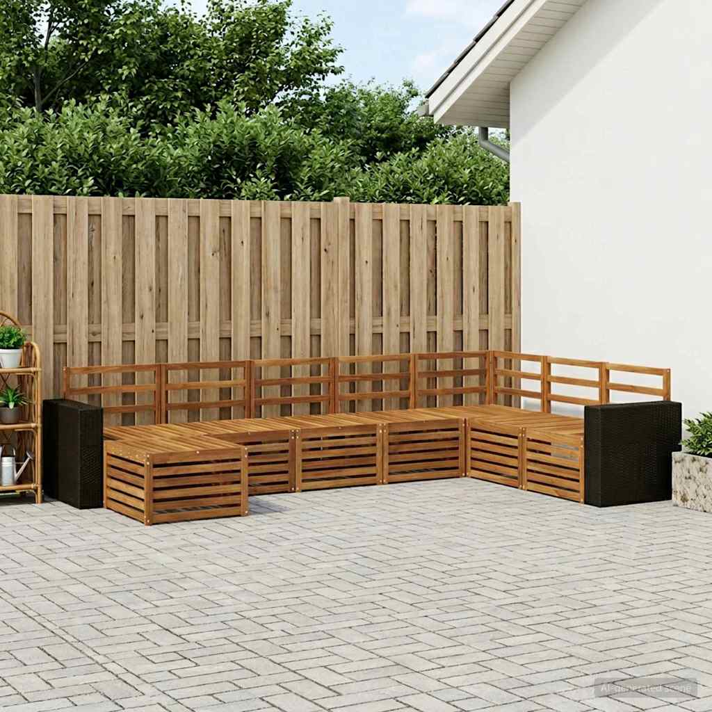 Conjunto de sofás de exterior 8 pcs Blanco y Gris Claro
