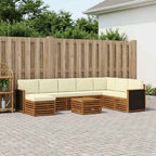 Conjunto de sofás de exterior con cojín 7 pcs Natural y Crema