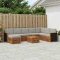 Conjunto de sofás de exterior 7 pcs Natural y Gris Claro