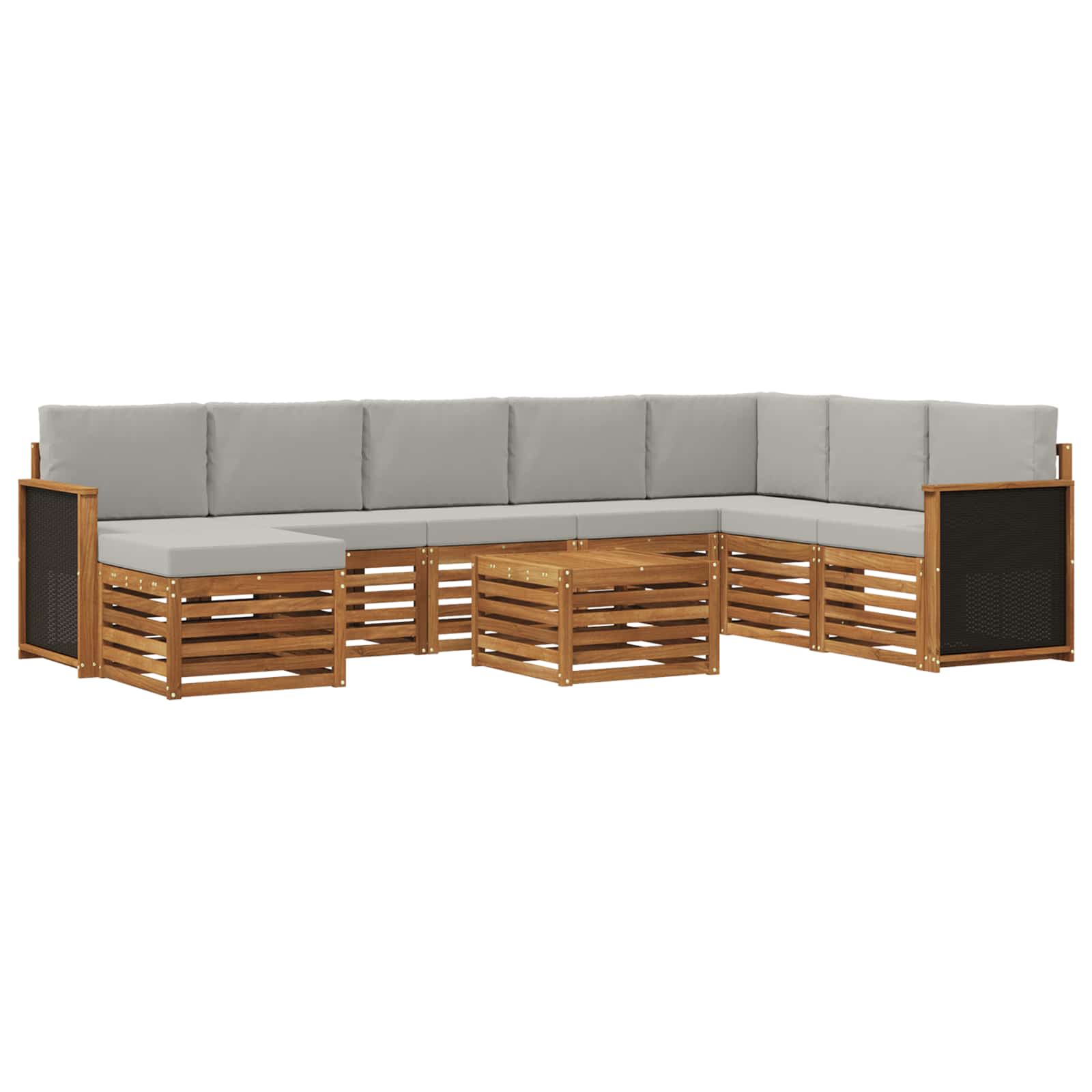 Conjunto de sofás de exterior 7 pcs Natural y Gris Claro