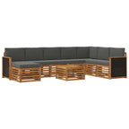 Conjunto de sofás de exterior 7 pcs Natural y Antracita