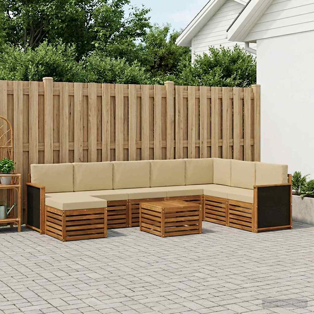 Conjunto de sofás de exterior con cojín 7 pcs Natural