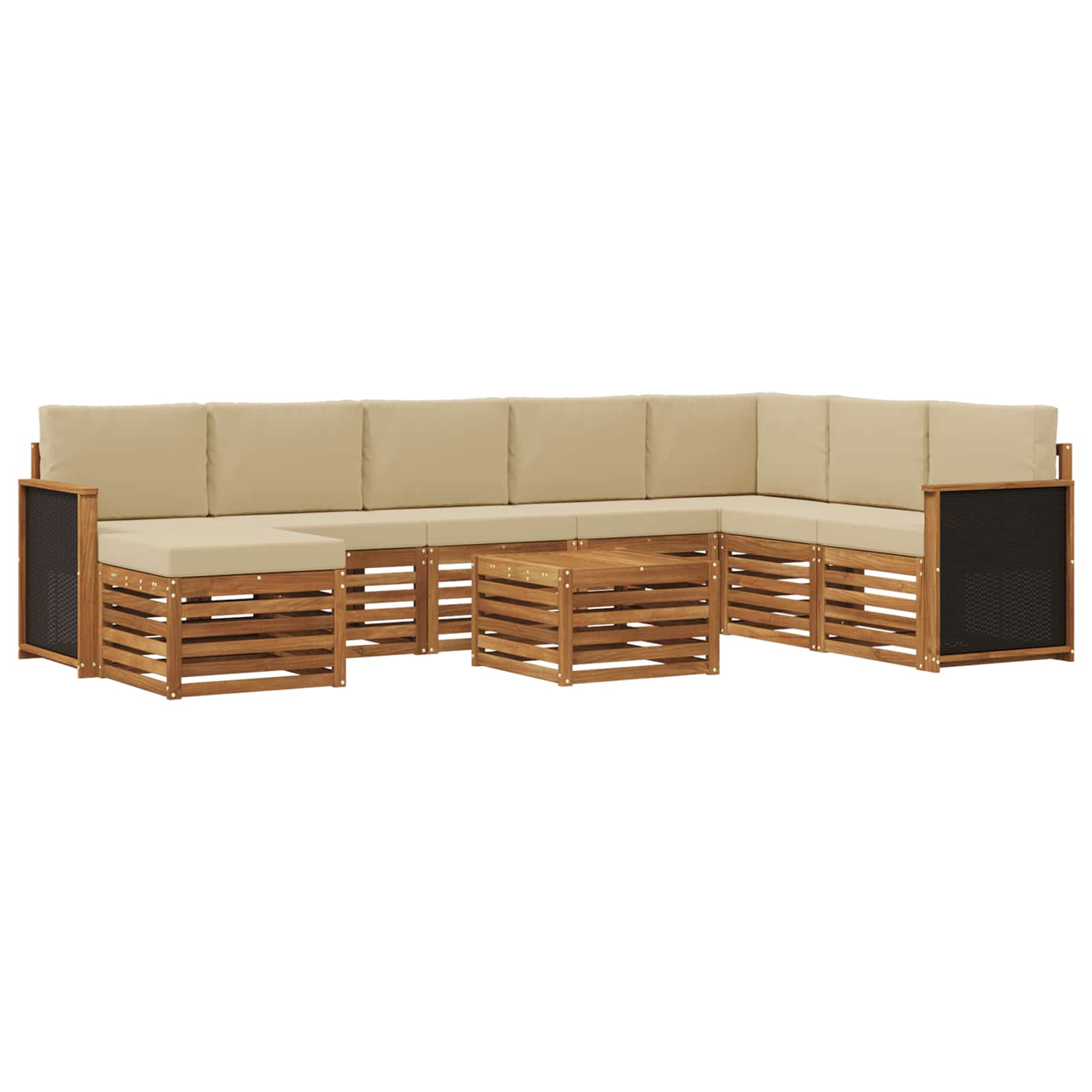 Conjunto de sofás de exterior con cojín 7 pcs Natural