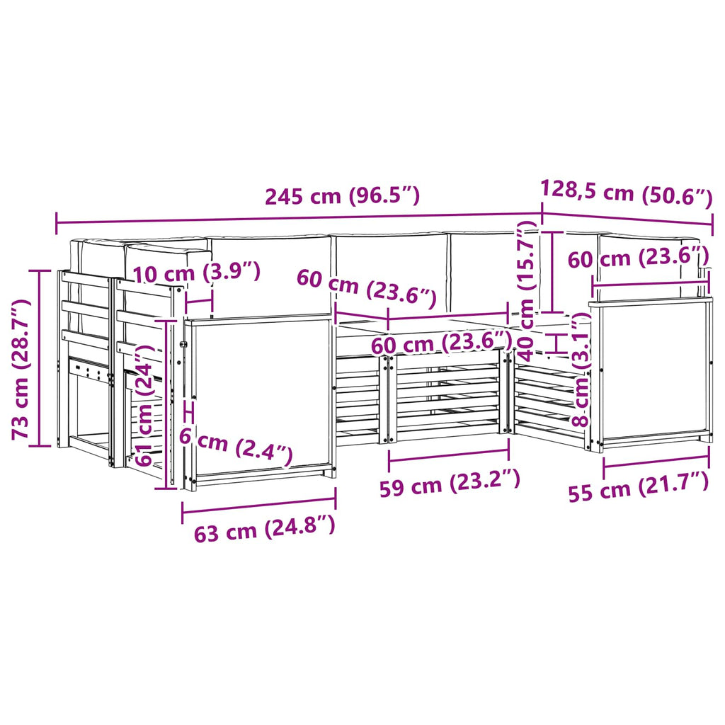 Conjunto de Sofá Seccional con cojín 5 pcs