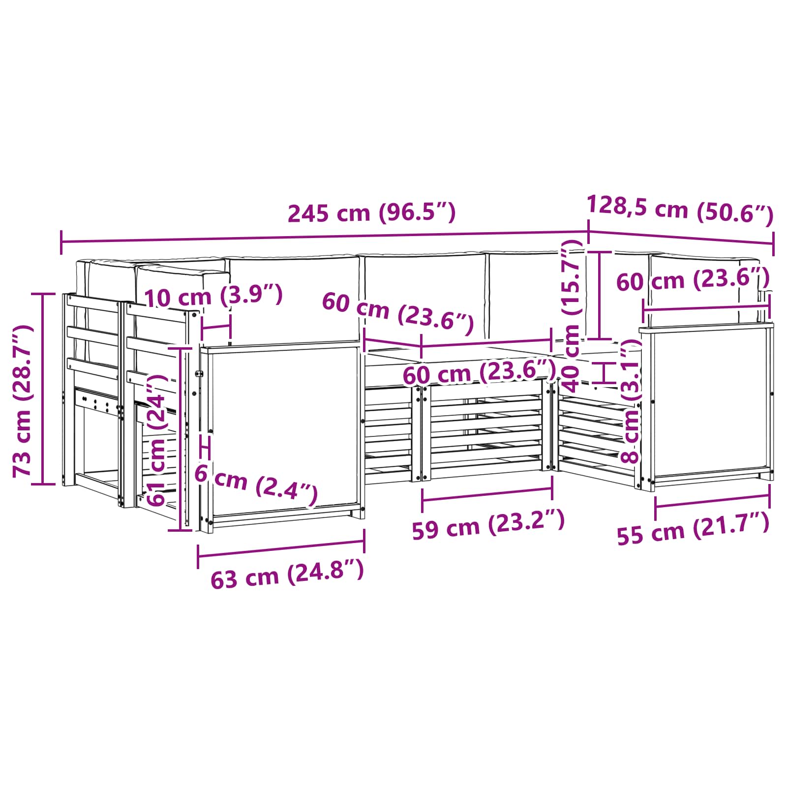 Conjunto de Sofá Seccional con cojín 5 pcs