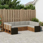 Conjunto de sofás de exterior 9 pcs Natural y Gris Claro