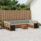 Conjunto de sofás de exterior 8 pcs Natural y Gris Claro