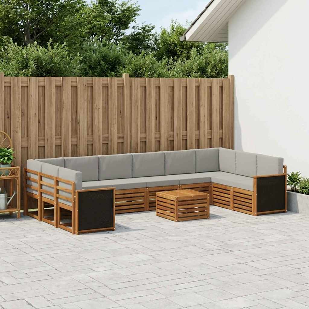 Conjunto de sofás de exterior 8 pcs Natural y Gris Claro