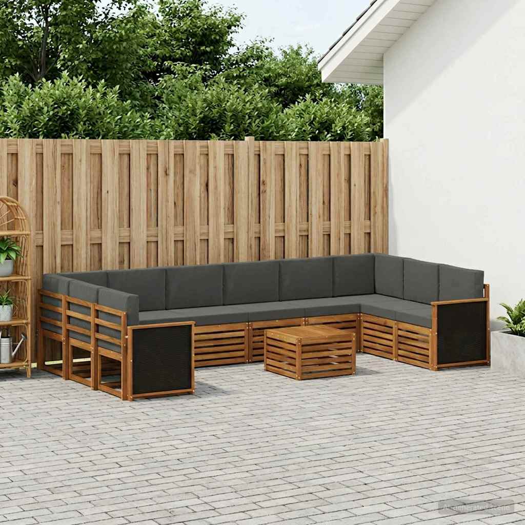 Conjunto de sofás de exterior 8 pcs Natural y Antracita