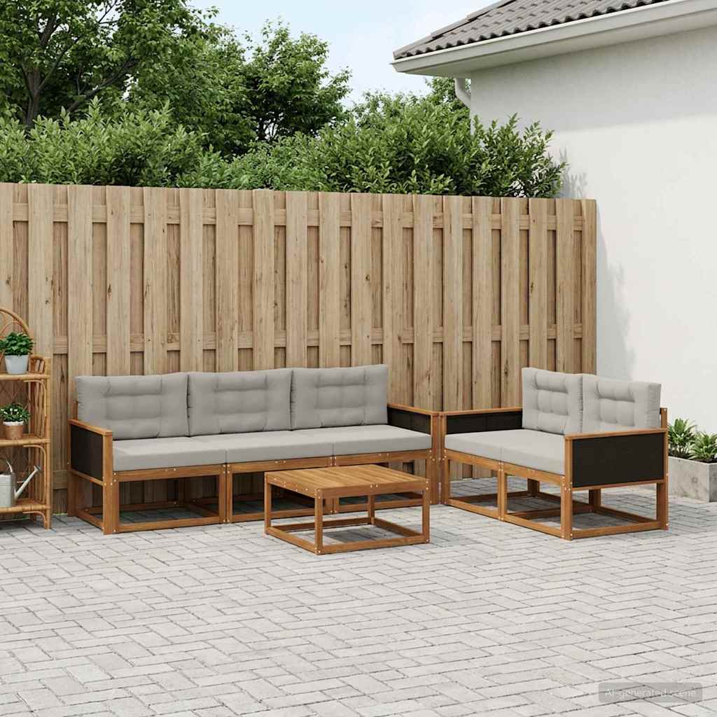 Conjunto de sofás de exterior 6 pcs Blanco