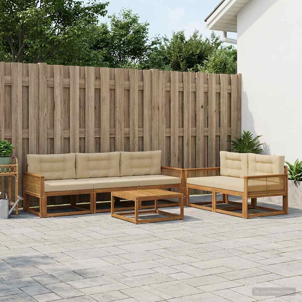Conjunto de sofás de exterior 6 pcs Blanco