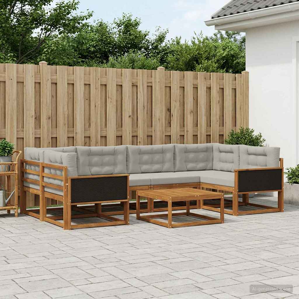 Conjunto de sofás de exterior 5 pcs Blanco y Antracita