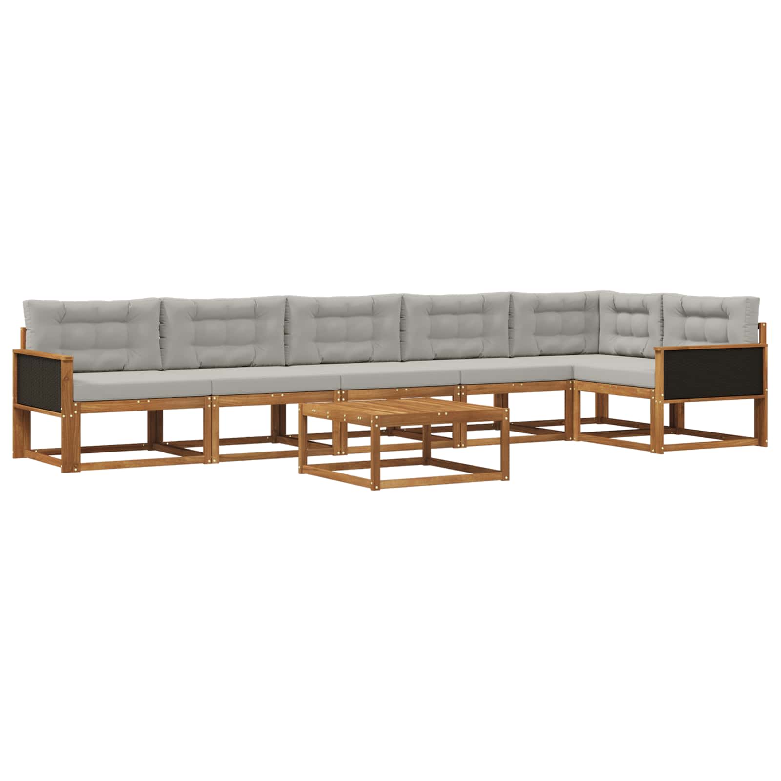 Conjunto de sofás de exterior 7 pcs Natural y Gris Claro