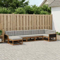 Conjunto de sofás de exterior 7 pcs Natural y Gris Claro
