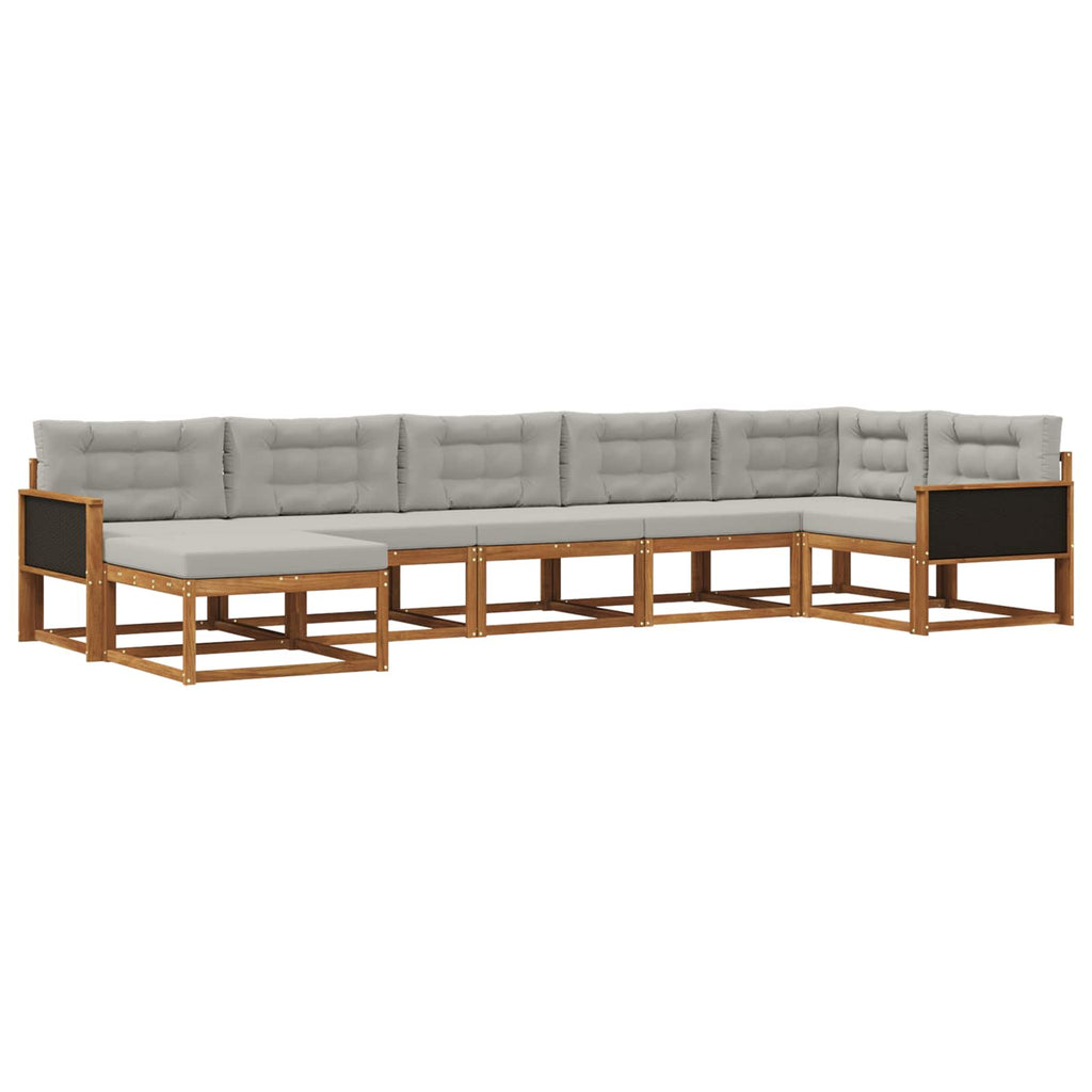Conjunto de sofás de exterior 7 pcs Natural y Gris Claro