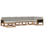 Conjunto de sofás de exterior 7 pcs Natural y Gris Claro