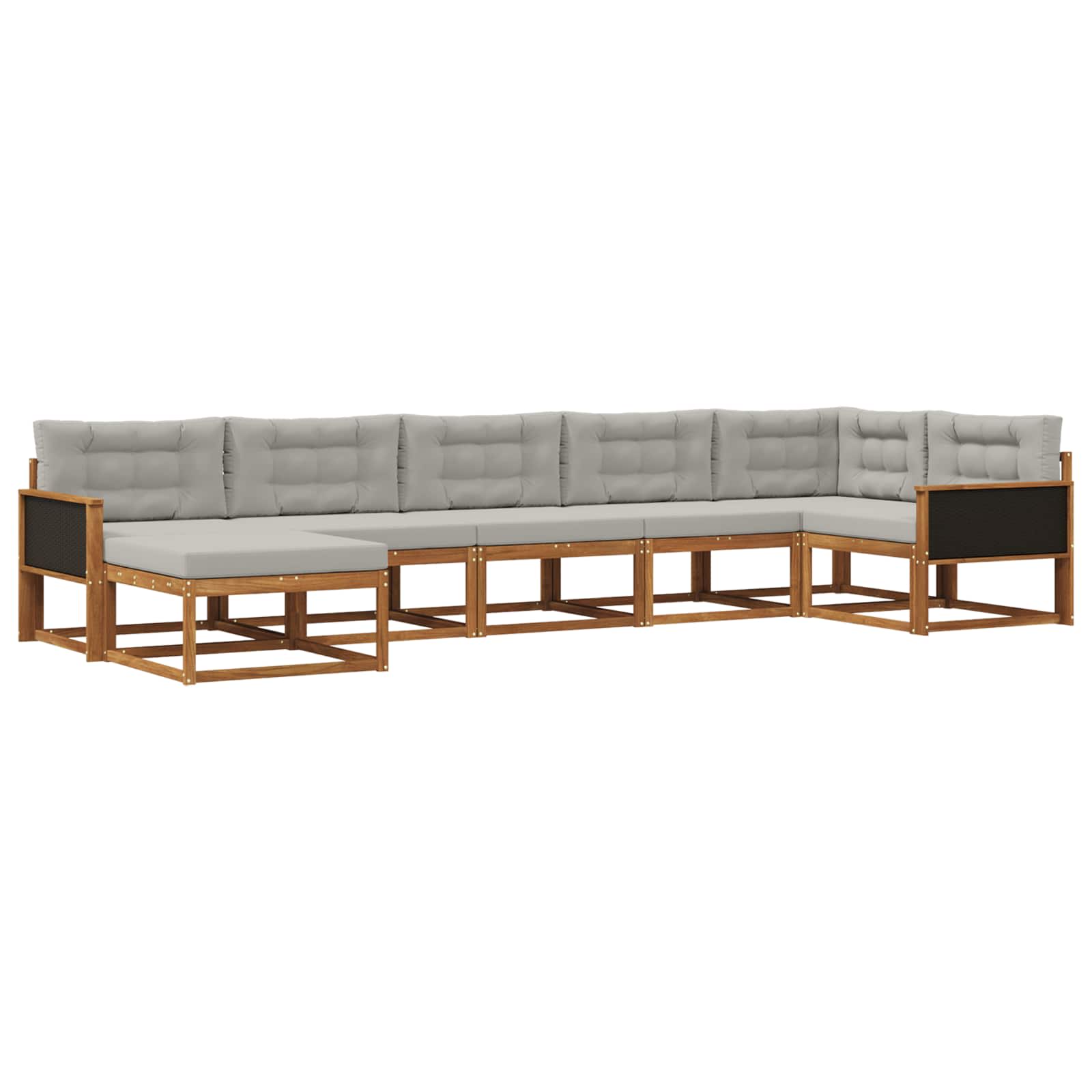 Conjunto de sofás de exterior 7 pcs Natural y Gris Claro